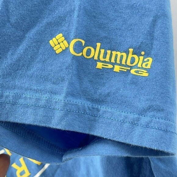 Columbia PFG T-Shirt Mens Size L Blue Short Sleeve Fishing Trout Crewneck Casual - Picture 4 of 5